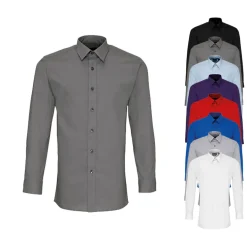 PW204 Premier Workwear Poplin Herren langarm Hemd körpernah