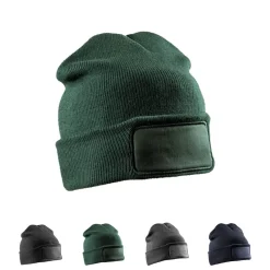 RC027 Result Winter Essentials Strickmütze mit Baumwoll-Twill-Patch für Drucker