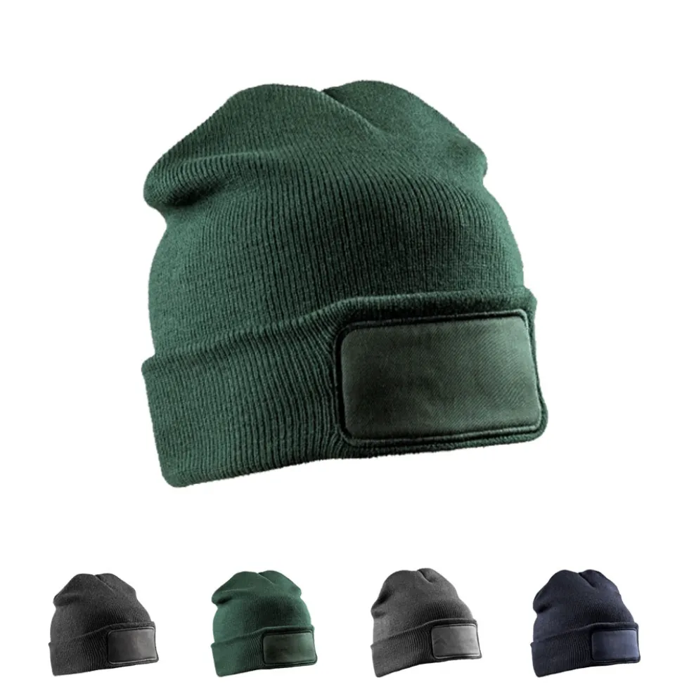 RC027 Result Winter Essentials Strickmütze mit Baumwoll-Twill-Patch für Drucker