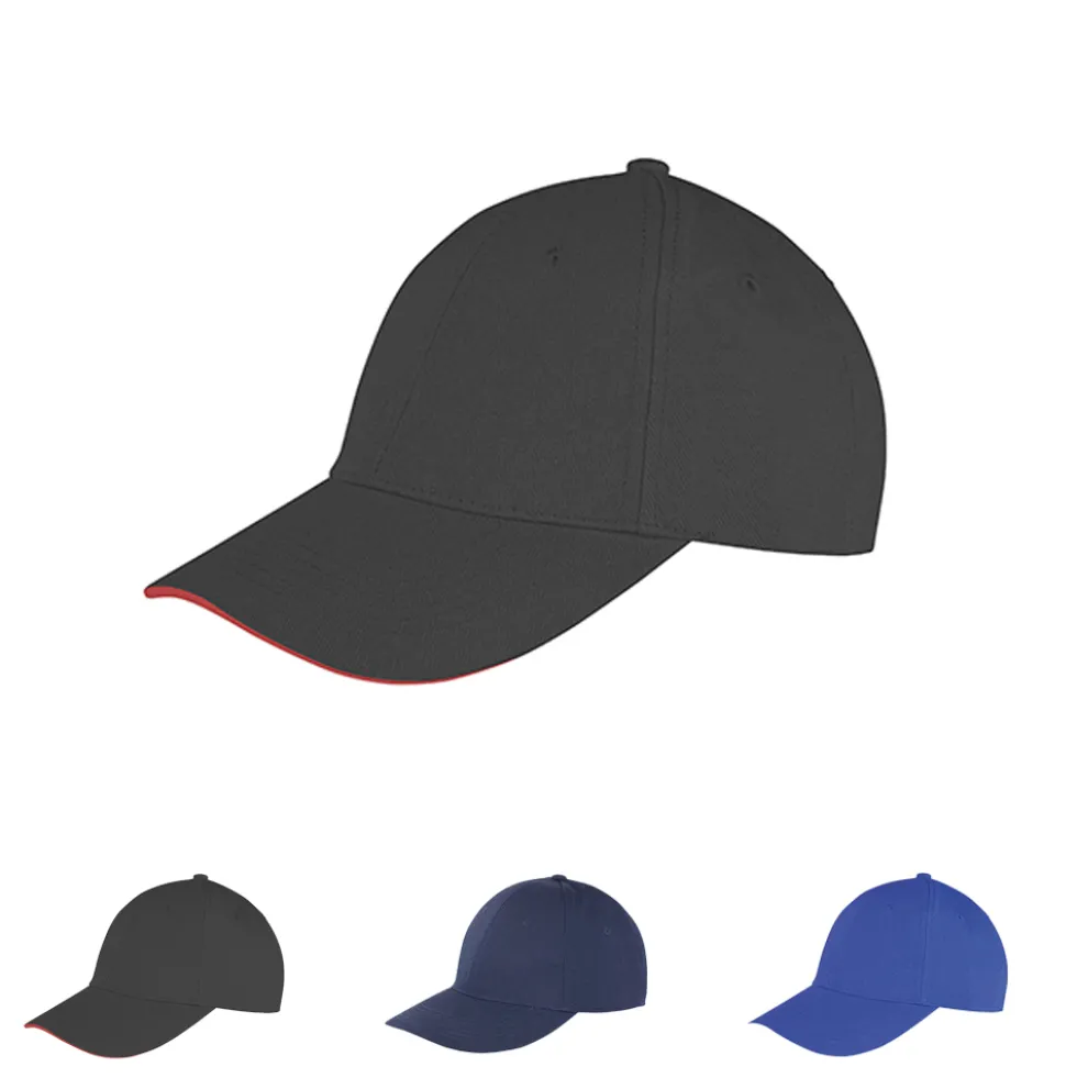 RH91 Result Headwear Kappe Memphis Flache Sandwich-Peak-Kappe aus gebürsteter Baumwolle