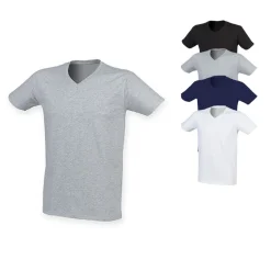 SFM122 SF Men Herren Feel Good Stretch-T-Shirt mit V-Ausschnitt