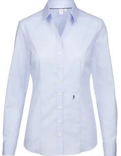 SN080619 Seidensticker Damen Bluse langarm körpernahe Passform Karo-/Streifenmuster