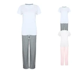 TC053 Towel City Weißes T-Shirt mit Stulpen und langer Hose