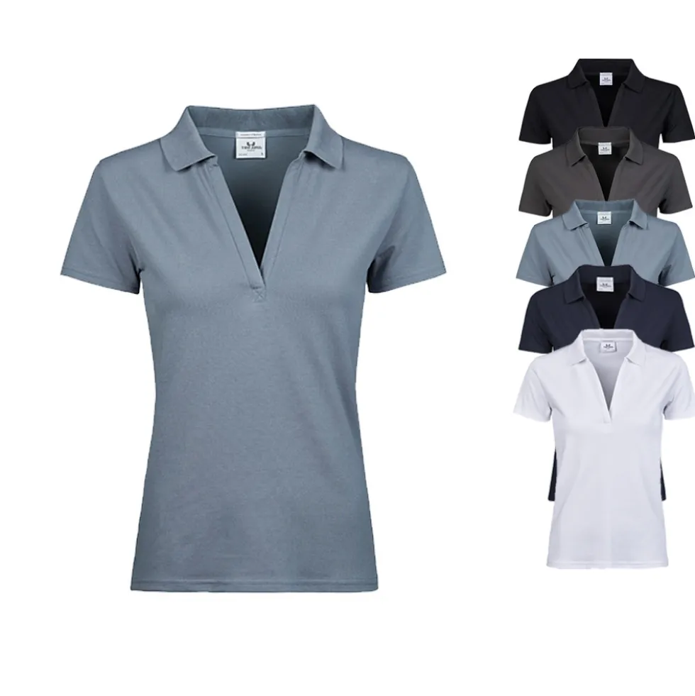 TJ1409 Tee Jays Damen Luxus dehnbares Polo V-Ausschnitt