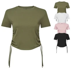 TR069 TriDri Damen bauchfreies kurzes Top mit Raffungen