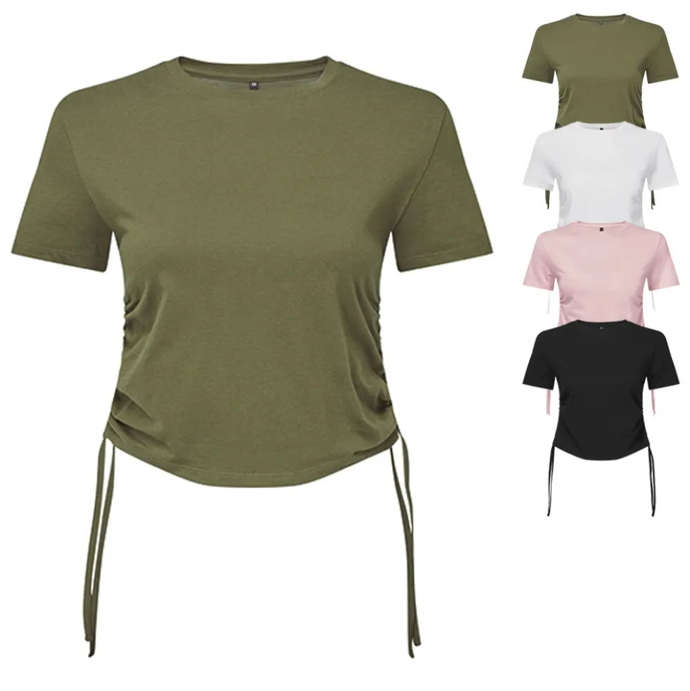 TR069 TriDri Damen bauchfreies kurzes Top mit Raffungen