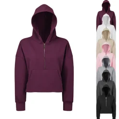 TR077 TriDri Damen Kapuzen Sweatshirt mit 1/2-Reißverschluss