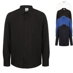 W590 Henbury Herren langarm Bluse Hemd Schweißtransportierendes Cofrex/Pufy® Polyester-Garn