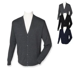 W722 Henbury Leichte Herren Strickjacke Cardigan mit V-Ausschnitt