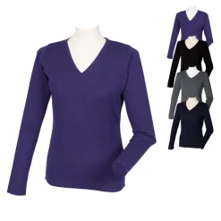W721 Henbury Leichter Damen-Pullover mit V-Ausschnitt