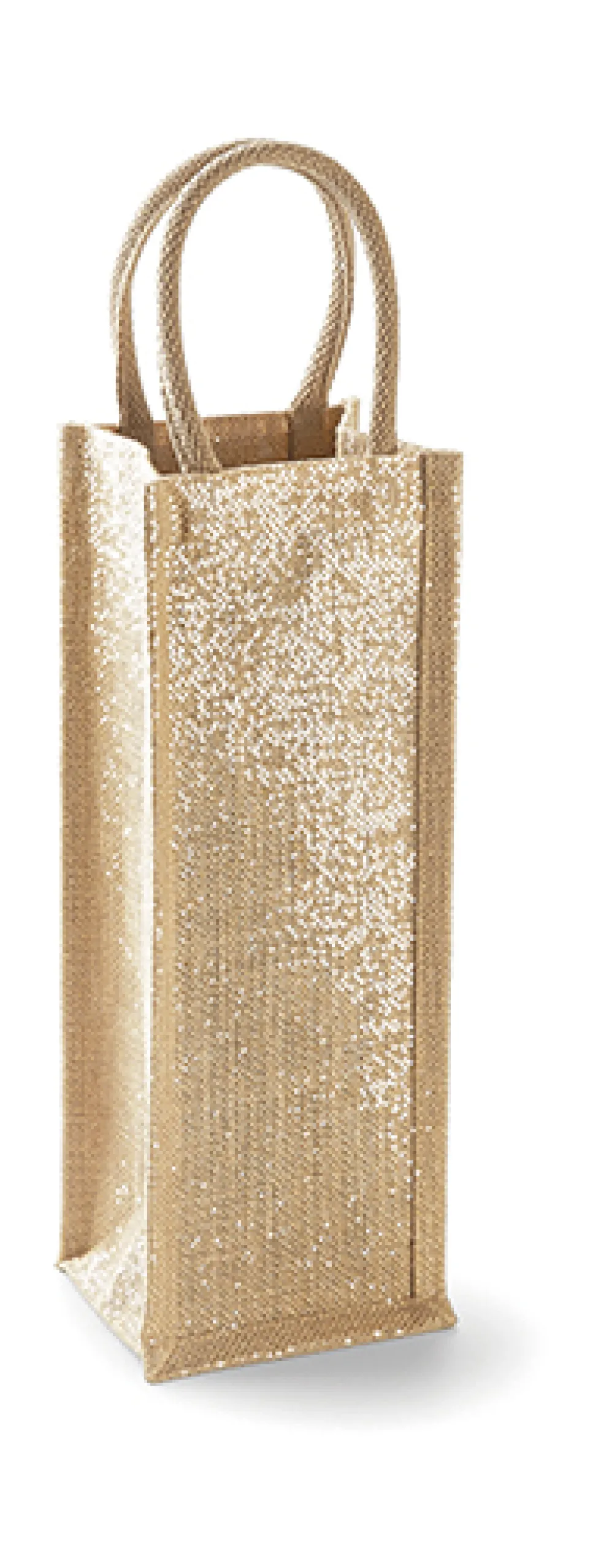 WM433 Westford Mill Flaschentasche aus Jute mit Golddetails im Stoff