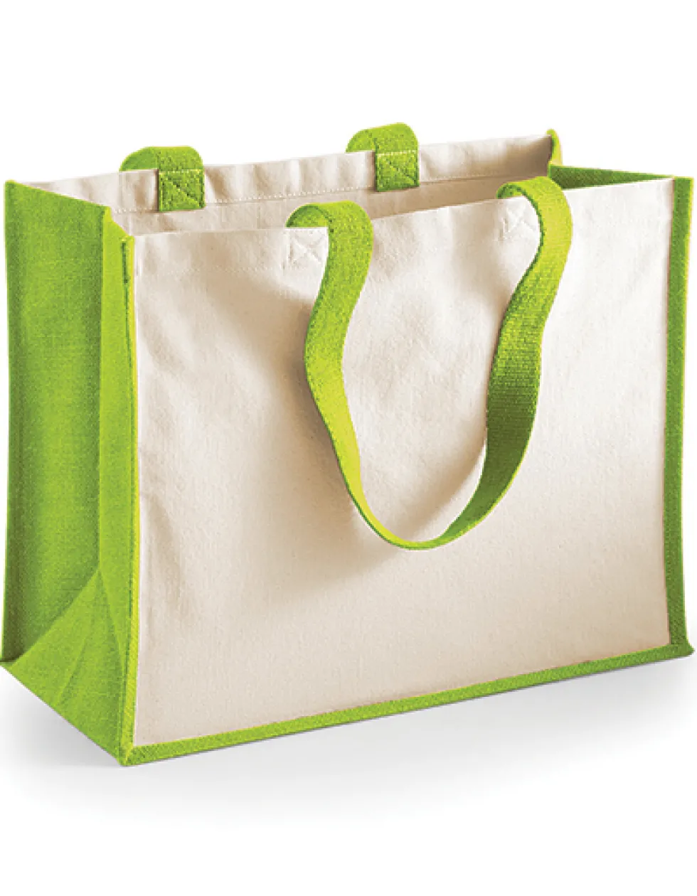 WM422 Westford Mill Jutetasche mit Baumwoll-Tragegriffe und -Seitenteile