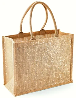 WM437 Westford Mill Jutetasche mit Golddetails im Stoff