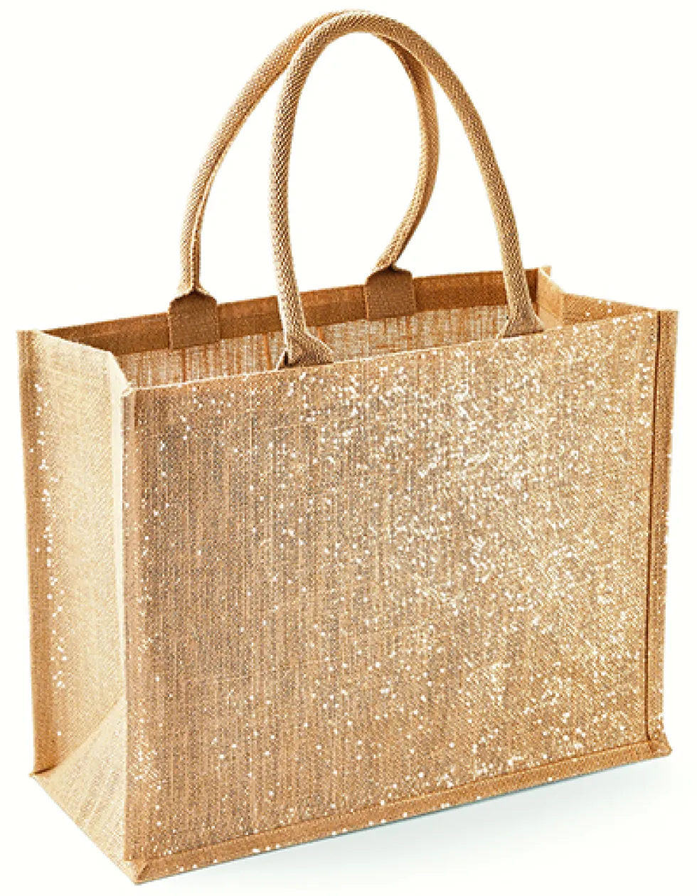 WM437 Westford Mill Jutetasche mit Golddetails im Stoff