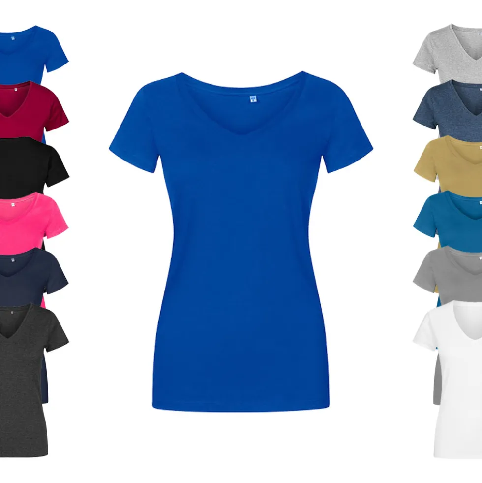 XO1525 X.O by Promodoro Damen V-Neck T-Shirt Kurzarm
