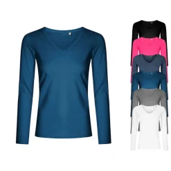 XO1560 X.O by Promodoro Damen V-Neck Langarmshirt