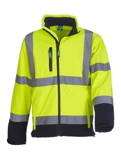 YK09 YOKO Hi-Vis hochsichtbare Softshelljacke mit zwei reflektierenden Bändern