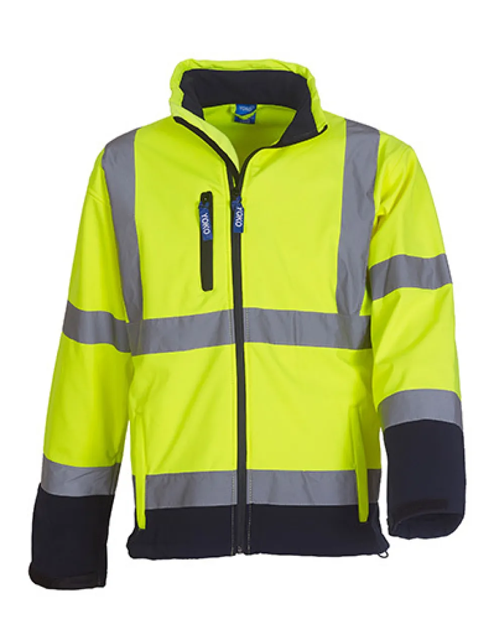 YK09 YOKO Hi-Vis hochsichtbare Softshelljacke mit zwei reflektierenden Bändern