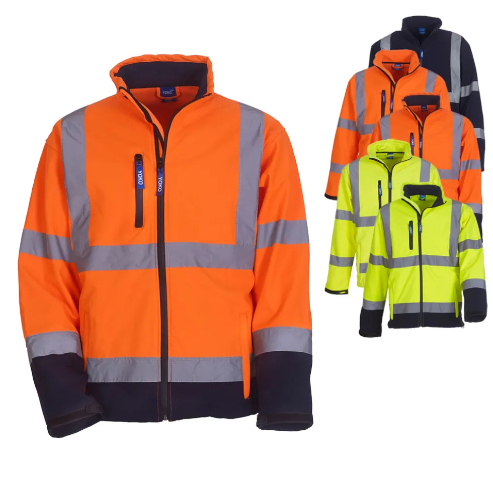 YK09 YOKO Hi-Vis hochsichtbare Softshelljacke mit zwei reflektierenden Bändern