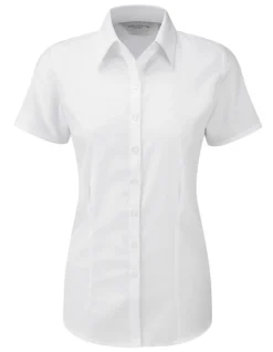 Z963F Russell Collection Fischgrätmuster Bluse Kurzarm Damen