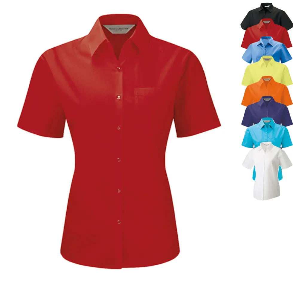 Z935F Russell Collection Kurzarm Popeline-Bluse