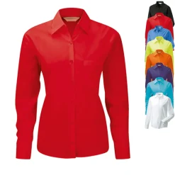 Z934F Russell Collection Langarm Popeline-Bluse