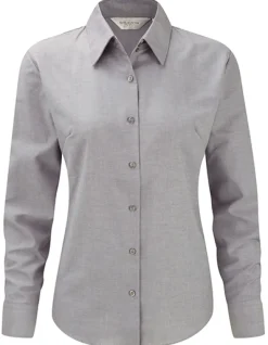 Z932F Russell Collection Langärmelige Oxford-Bluse