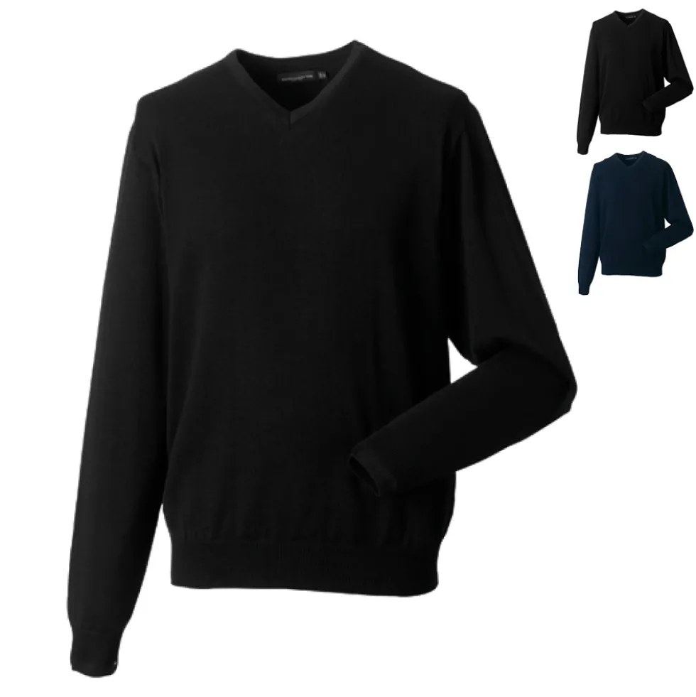 Z710 Russell Collection Herren Strick Pullover mit V-Ausschnitt